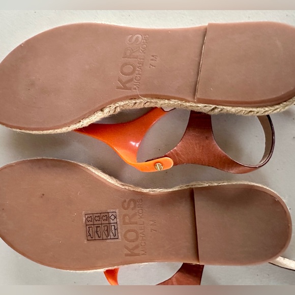 Michael Kors Stephy pvc Neon Orange Thong Leather Sandals Size 7 - Picture 5 of 8